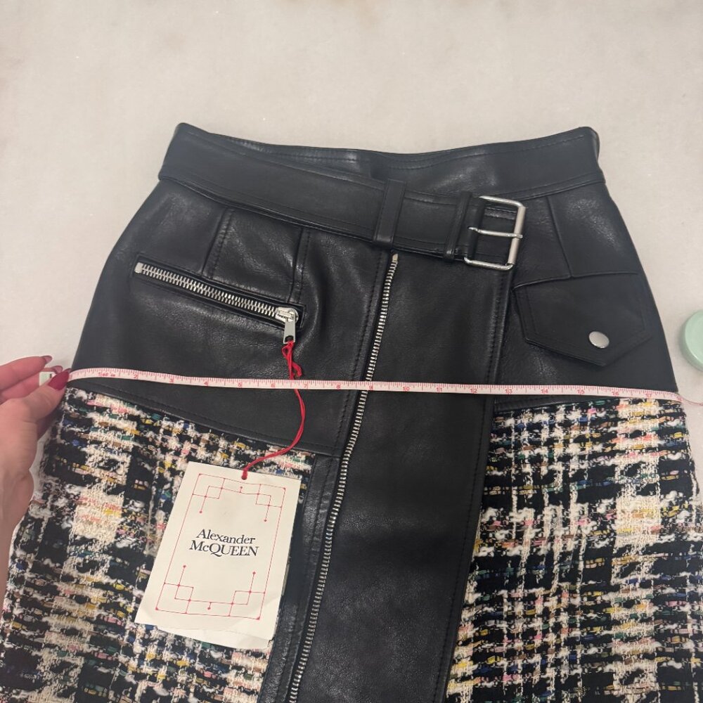 NWT Alexander McQueen Tweed and Leather Midi Skirt - Picture 9 of 15